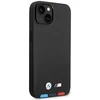 Dėklas BMW BMHMP14S22PTDK Apple iPhone 14 / 15 / 13 6.1″ juodos spalvos Leather Stamp Tricolor Magsafe