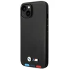 Dėklas BMW BMHMP14S22PTDK Apple iPhone 14 / 15 / 13 6.1″ juodos spalvos Leather Stamp Tricolor Magsafe