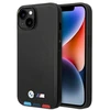 Dėklas BMW BMHMP14S22PTDK Apple iPhone 14 / 15 / 13 6.1″ juodos spalvos Leather Stamp Tricolor Magsafe