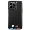 Dėklas BMW BMHMP14X22PTDK Apple iPhone 14 Pro Max 6,7″ juodos spalvos Leather Stamp Tricolor Magsafe