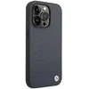 Dėklas BMW BMHMP14XSLLNA iPhone 14 Pro Max 6.7 tamsiai mėlynos/juodos spalvos deklas Odinis Hot Stamp MagSafe