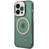 Dėklas Guess Gold Outline Translucent MagSafe prie iPhone 14 Pro - žalia spalva
