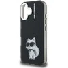 Karl Lagerfeld IML Aquarelle Choupette dėklas Apple iPhone 16 juodos spalvos