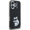 Karl Lagerfeld IML Aquarelle Choupette dėklas Apple iPhone 16 juodos spalvos