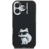 Karl Lagerfeld IML Aquarelle Choupette dėklas Apple iPhone 16 juodos spalvos