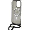 Guess GUHMP16XHCTSGNSK Apple iPhone 16 Pro Max 6.9″ juodos spalvos kietas dėklas Crossbody Cord Script MagSafe