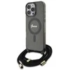 Guess GUHMP16XHCTSGNSK Apple iPhone 16 Pro Max 6.9″ juodos spalvos kietas dėklas Crossbody Cord Script MagSafe