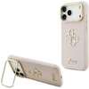 Guess PU Grained 4G Logo Stand Camera Frame dėklas skirtas Apple iPhone 17 Pro Max rožinės spalvos