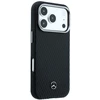Mercedes PU Leather Semi Wrap MagSafe dėklas skirtas Apple iPhone 17 Pro Max juodos spalvos