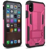 Zizo Hybrid Transformer Cover - Tough dėklas skirtas Apple iPhone X with Kickstand Hot Rožinė/Juodas