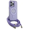 Guess GUHMP16LHCTSGNSU Apple iPhone 16 Pro 6.3" dėklas telefonui violetinės spalvos Crossbody Cord Script MagSafe
