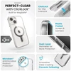 Dėklas Speck Presidio Perfect-Clear ClickLock & Magsafe do iPhone 15 / iPhone 14 / iPhone 13 (Clear / Chrome Finish / Serene Sidabrinis)