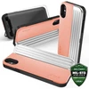 Dėklas Zizo Retro Series - Wallet Back with Magnetic Closure and Built-In Kickstand for iPhone Xs / X Peach/Sidabrinis