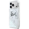 „Karl Lagerfeld“ skysto blizgučio „Karl Script“ logotipo „MagSafe“ dėklas, skirtas „iPhone 17 Pro Max“ – skaidrus