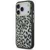 „Guess“ leopardo rašto blizgučių rašto „MagSafe“ dėklas, skirtas „iPhone 17 Pro Max“ – Juodas