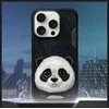 Dėklas telefonui juodas silikoninis su panda iPhone 16 Pro Nimmy