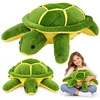 Lean Toys Pliušinis žaislas vėžlys, žalias su geltonomis detalėmis, 65 × 45 × 25 cm