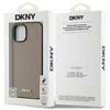 DKNY DKHMP15SPGHLME Apple iPhone 15 6.1″ beige kietas dėklas Grained Metal Logo MagSafe
