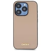 DKNY DKHMP15XPGHLME iPhone 15 Pro Max 6.7″ beige kietas dėklas Grained Metal Logo MagSafe