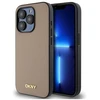 DKNY DKHMP15XPGHLME iPhone 15 Pro Max 6.7″ beige kietas dėklas Grained Metal Logo MagSafe
