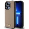 DKNY DKHMP15XPGHLME Apple iPhone 15 Pro Max 6.7″ beige kietas dėklas Grained Metal Logo MagSafe