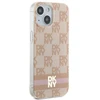 DKNY DKHMP15SHCPTSP Apple iPhone 15 14 13 6.1 inch rožinės spalvos kietas dėklas IML Checkered Mono Pattern & Printed