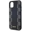 DKNY Leather Checkered Mono Pattern MagSafe dėklas iPhone 11 / Xr“ – juodas