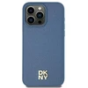 DKNY DKHMP15SPSHRPSB Apple iPhone 15 14 13 6.1 inch mėlynas kietas dėklas Leather Pattern Metal Logo MagSafe