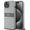DKNY DKHCP15MPRTHSLE Apple iPhone 15 Plus 14 Plus 6.7 inch beige kietas dėklas Leather Mono Stripe & Metal Lo
