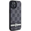 DKNY DKHCP15MPCPTSSK Apple iPhone 15 Plus 14 Plus 6.7 inch juodos spalvos kietas dėklas Leather Checkered Mono Pattern