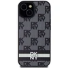 DKNY DKHCP15MPCPTSSK Apple iPhone 15 Plus 14 Plus 6.7 inch juodos spalvos kietas dėklas Leather Checkered Mono Pattern
