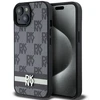 DKNY DKHCP15MPCPTSSK Apple iPhone 15 Plus 14 Plus 6.7 inch juodos spalvos kietas dėklas Leather Checkered Mono Pattern