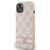 DKNY odinis languotas vienspalvis raštas ir atspausdintų dryžių dėklas iPhone 15 / 14 / 13 - rožinis