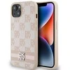 DKNY odinis languotas vienspalvis raštas ir atspausdintų dryžių dėklas iPhone 15 / 14 / 13 - rožinis