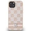 DKNY odinis languotas vienspalvis raštas ir atspausdintų dryžių dėklas iPhone 15 / 14 / 13 - rožinis