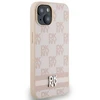 DKNY DKHCP15SPCPTSSP Apple iPhone 15 Plus 14 Plus 6.7 inch rožinės spalvos kietas dėklas Leather Checkered Mono Pattern