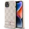 DKNY DKHCP15SPCPTSSP Apple iPhone 15 Plus 14 Plus 6.7 inch rožinės spalvos kietas dėklas Leather Checkered Mono Pattern