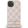 DKNY DKHCP15SPCPTSSP Apple iPhone 15 Plus 14 Plus 6.7 inch rožinės spalvos kietas dėklas Leather Checkered Mono Pattern