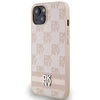 DKNY DKHCP15SPCPTSSP Apple iPhone 15 Plus 14 Plus 6.7 inch rožinės spalvos kietas dėklas Leather Checkered Mono Pattern