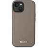 DKNY DKHMP15SPGHLME Apple iPhone 15 6.1″ beige kietas dėklas Grained Metal Logo MagSafe