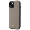 DKNY DKHMP15SPGHLME Apple iPhone 15 6.1″ beige kietas dėklas Grained Metal Logo MagSafe