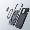 Dual Hinge iPhone 14 Plus šarvuotas dėklas su stovo žiedo laikikliu juodas