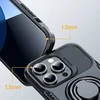 Dual Hinge iPhone 14 Pro šarvuotas dėklas su stovo žiedo laikikliu juodas