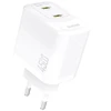 Dudao A28PEU PD 45W GaN 2xUSB Sieninis įkroviklis - Baltas