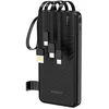 Dudao K11 10000mAh Powerbank'as su integruotais kabeliais - Juodas