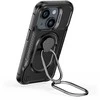 Dvigubas lankstas iPhone 14 šarvuotas dėklas su stovo žiedo laikikliu juodas