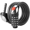 Rockbros RKS531 dviračio spyna su 5 skaitmenų kodu, plieniniu lynu, 180 cm, su LED apšvietimu - juodas