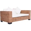 Dvivietė sodo sofa, natūralus ratanas