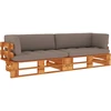 Lauko baldų komplektas Dvivietė sofa iš palečių su pagalvėlėmis, impregnuota pušis