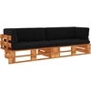 Lauko baldų komplektas Dvivietė sofa iš palečių su pagalvėlėmis, impregnuota pušis